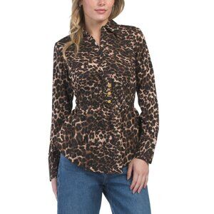 US TOGETHER cheetah Cheetah Print Blouse